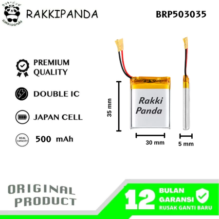 RakkiPanda - Baterai Pouch Universal Li-Po 3.7V 500mAh Tanpa Soket
